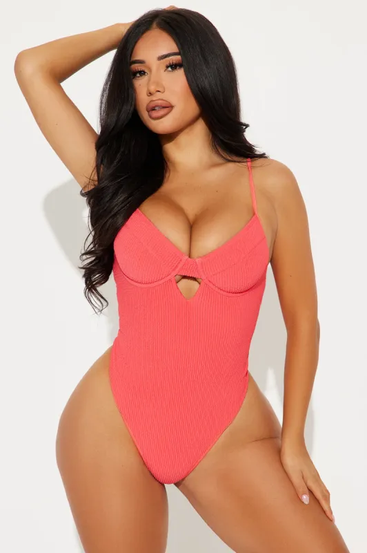 Catch Me Chillin' Textured Underwire 1 Piece Swimsuit - Coral sold by Fashion Nova