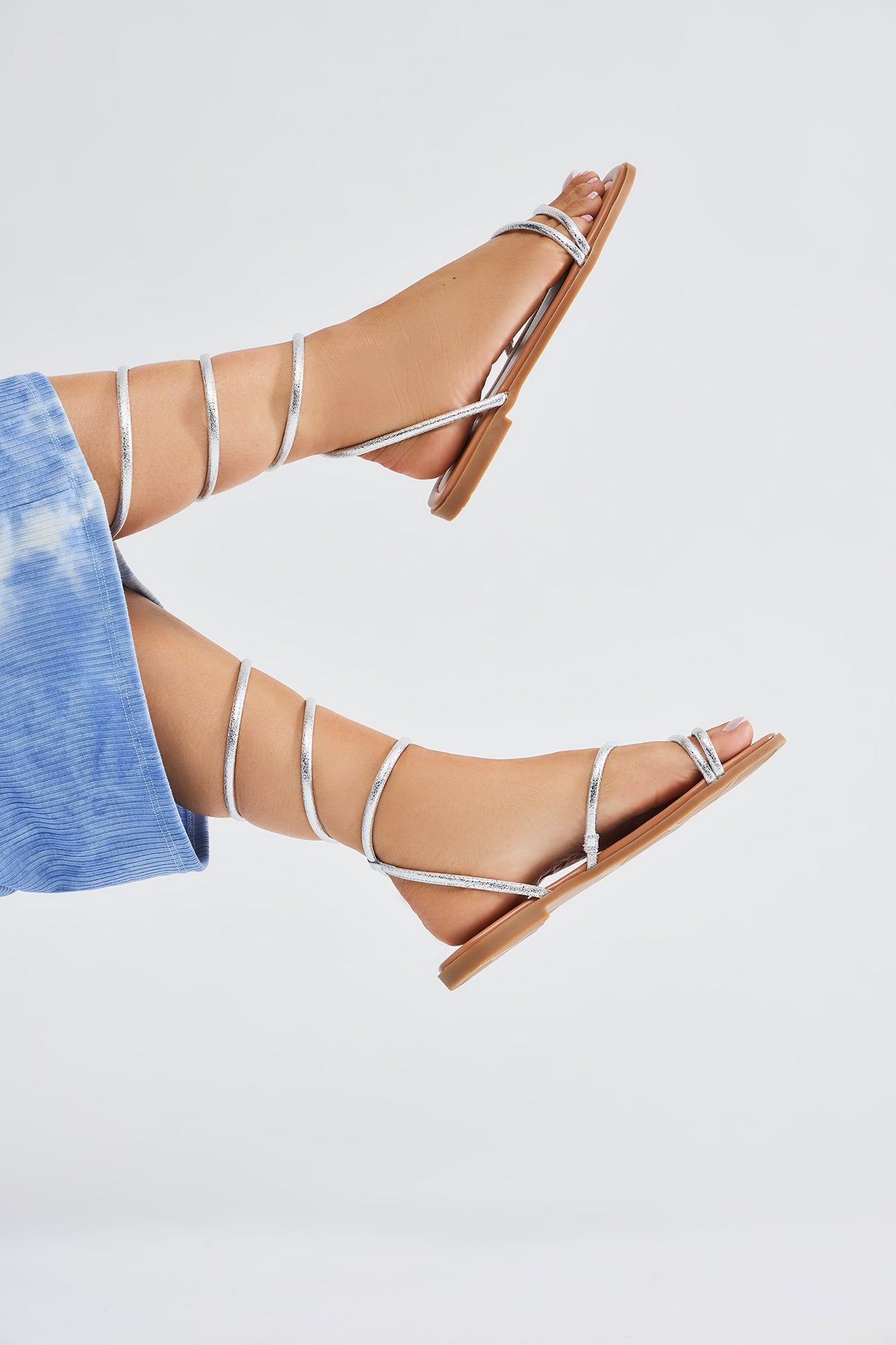 Cherish This Moment Wrap Up Flat Sandals - Silver sold by Fashion Nova product image thumbnail 4