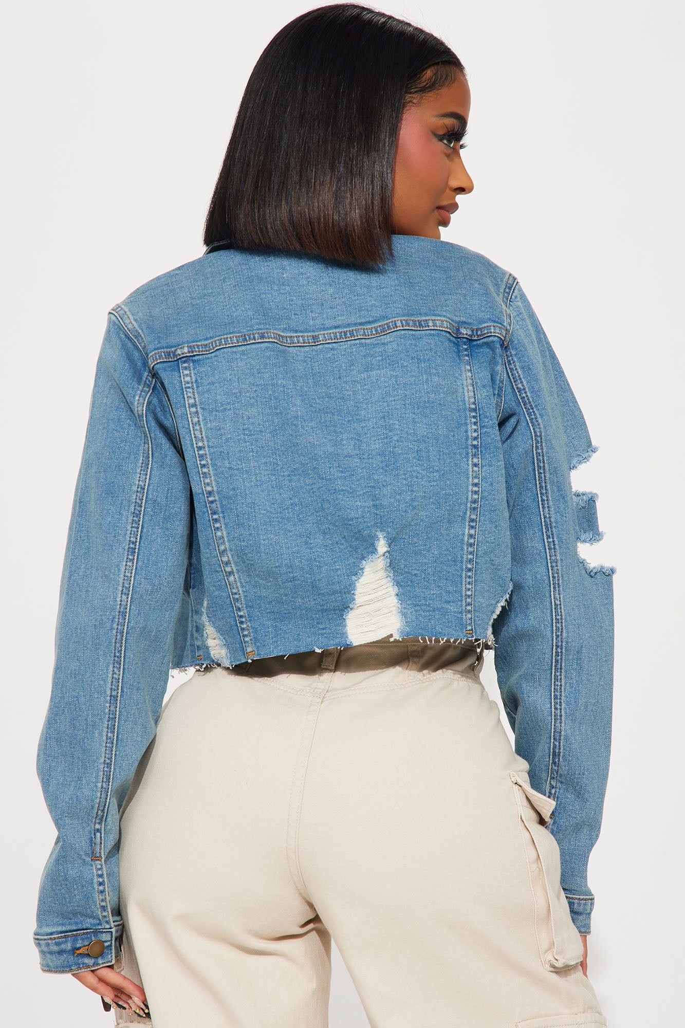 Set On You Ripped Denim Jacket - Medium Wash sold by Fashion Nova product image thumbnail 3