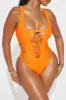 Soraya Strappy Cutout 1 Piece Swimsuit - Orange sold by Fashion Nova