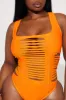 Soraya Strappy Cutout 1 Piece Swimsuit - Orange sold by Fashion Nova