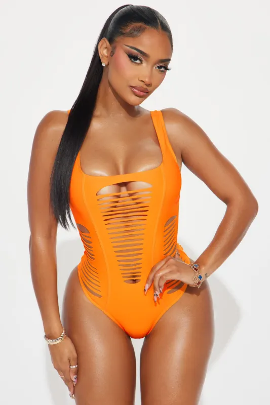 Soraya Strappy Cutout 1 Piece Swimsuit - Orange sold by Fashion Nova
