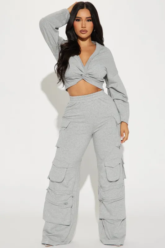 Skyler Pant Set - Heather Grey sold by Fashion Nova
