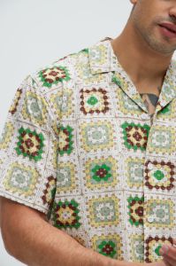 Derby Crochet Print Shirt - Off White/combo sold by Fashion Nova
