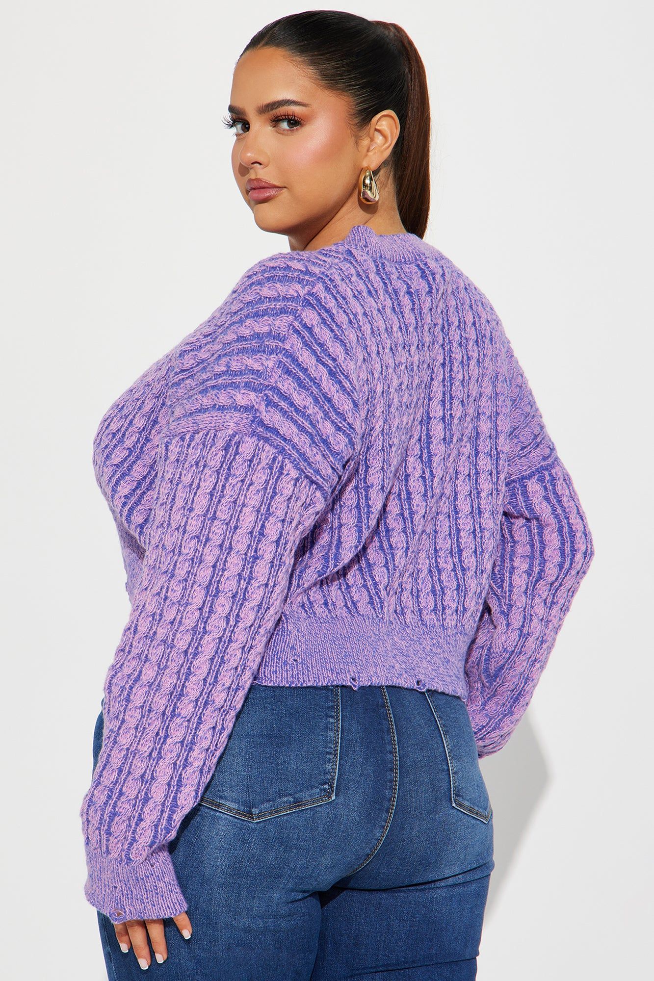 Downtown Attitude Washed Sweater - Purple/combo sold by Fashion Nova product image thumbnail 6