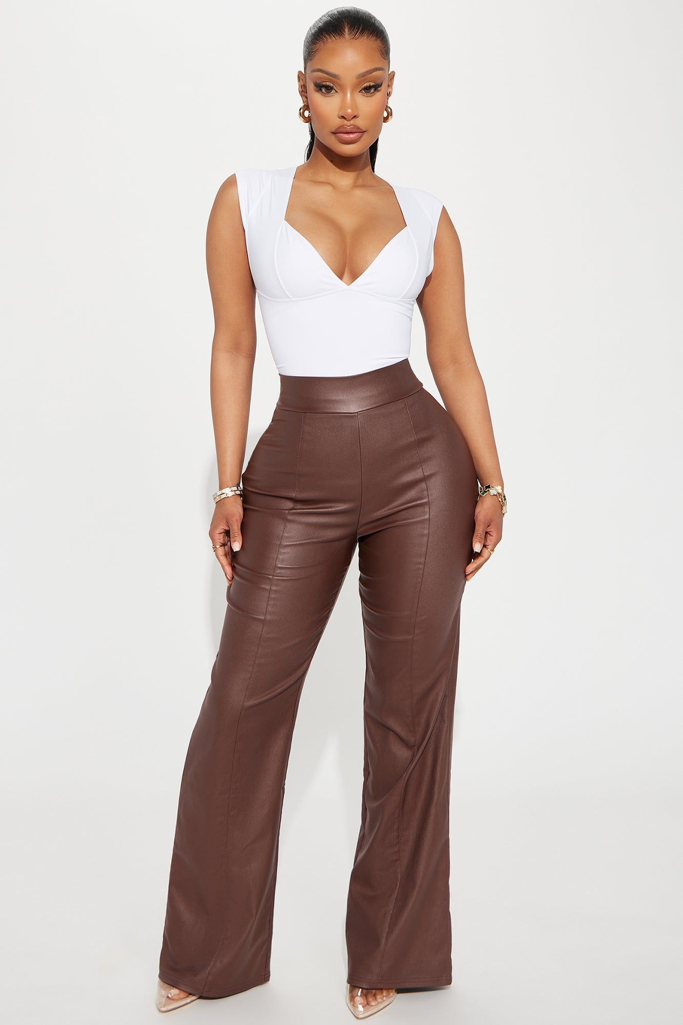 Faux Leather Flare Pants Outfit Fashion Nova Fashion Nova Briana
