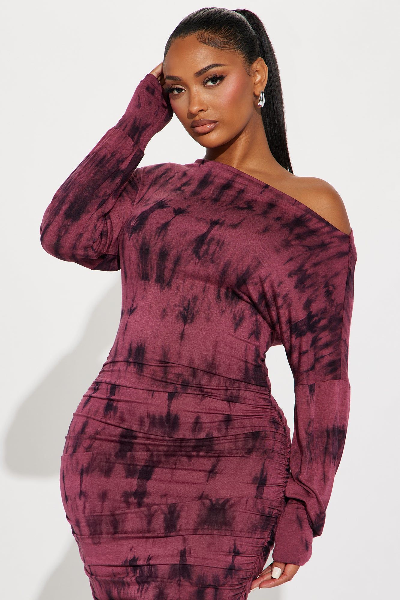 Hailey One Shoulder Midi Dress - Burgundy sold by Fashion Nova product image thumbnail 2