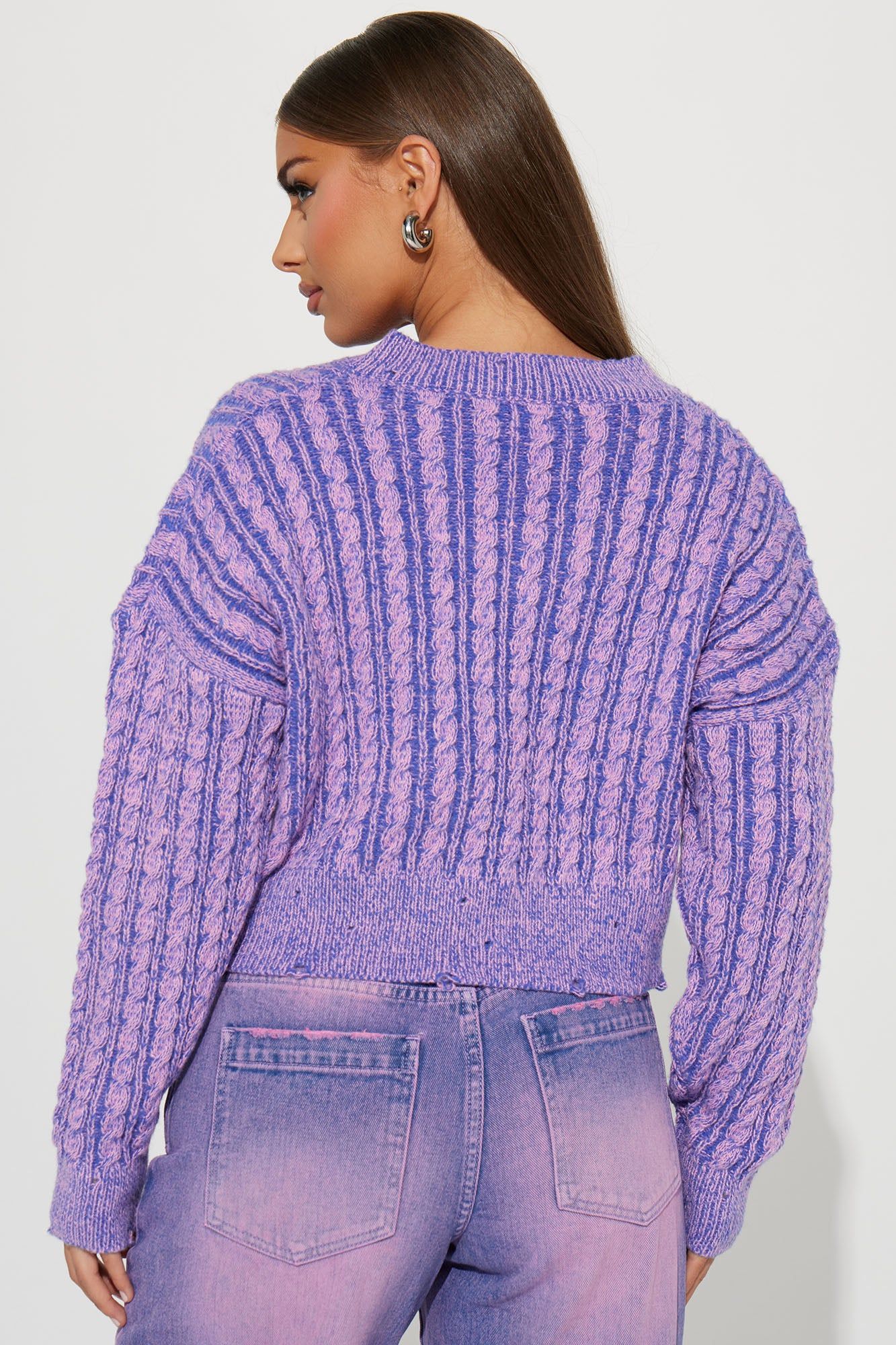 Downtown Attitude Washed Sweater - Purple/combo sold by Fashion Nova product image thumbnail 3