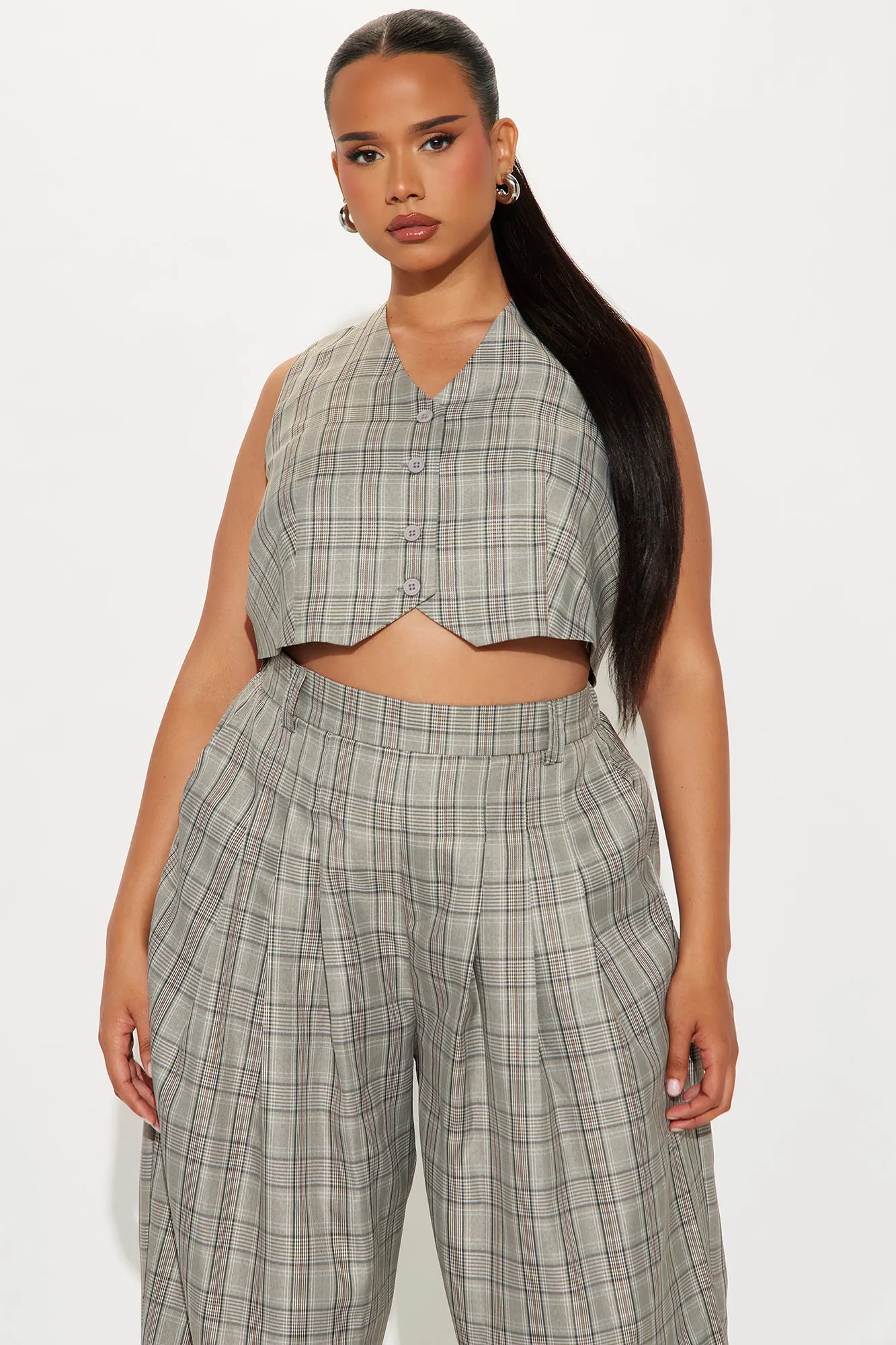 Brittany Plaid Vest Set - Grey/combo sold by Fashion Nova product image thumbnail 5
