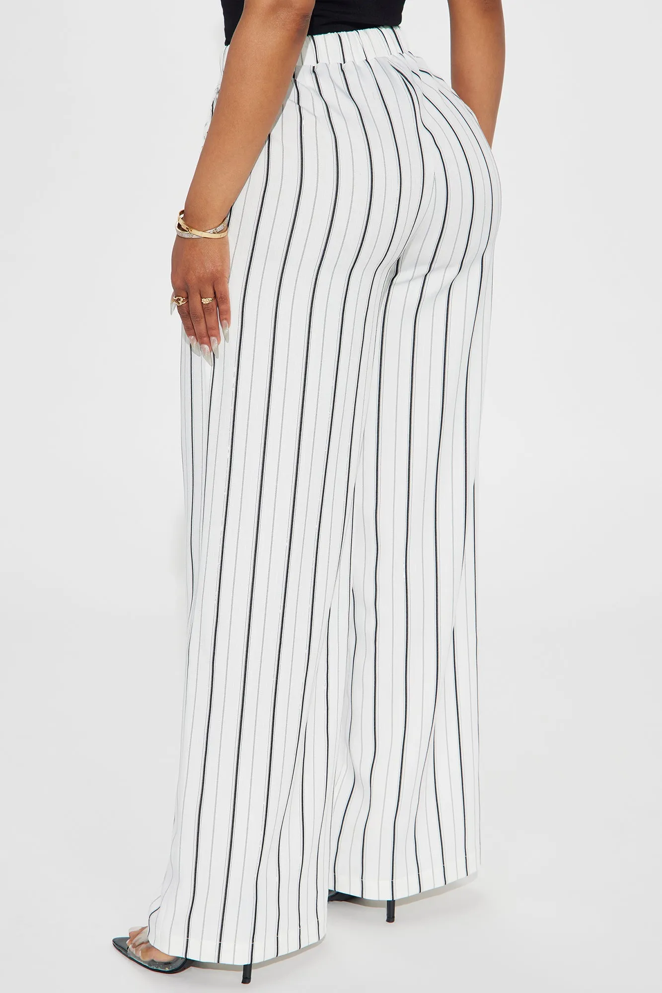 Keep It Flowing Pinstripe Wide Leg Pant - White sold by Fashion Nova product image thumbnail 3