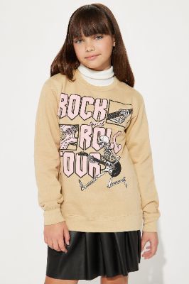 Mini Rock And Roll Tour Sweatshirt - Cream sold by Fashion Nova