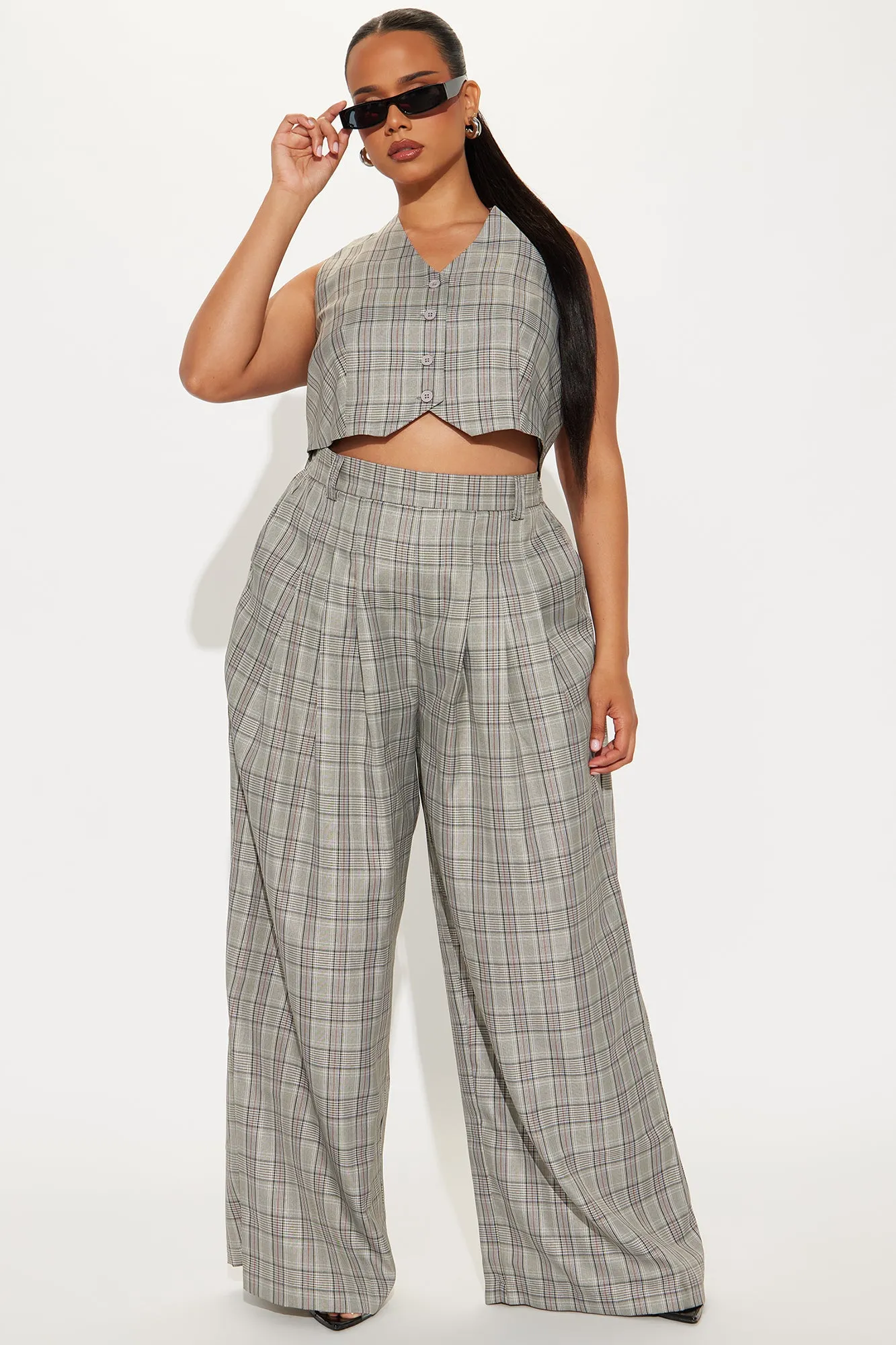 Brittany Plaid Vest Set - Grey/combo sold by Fashion Nova product image thumbnail 4