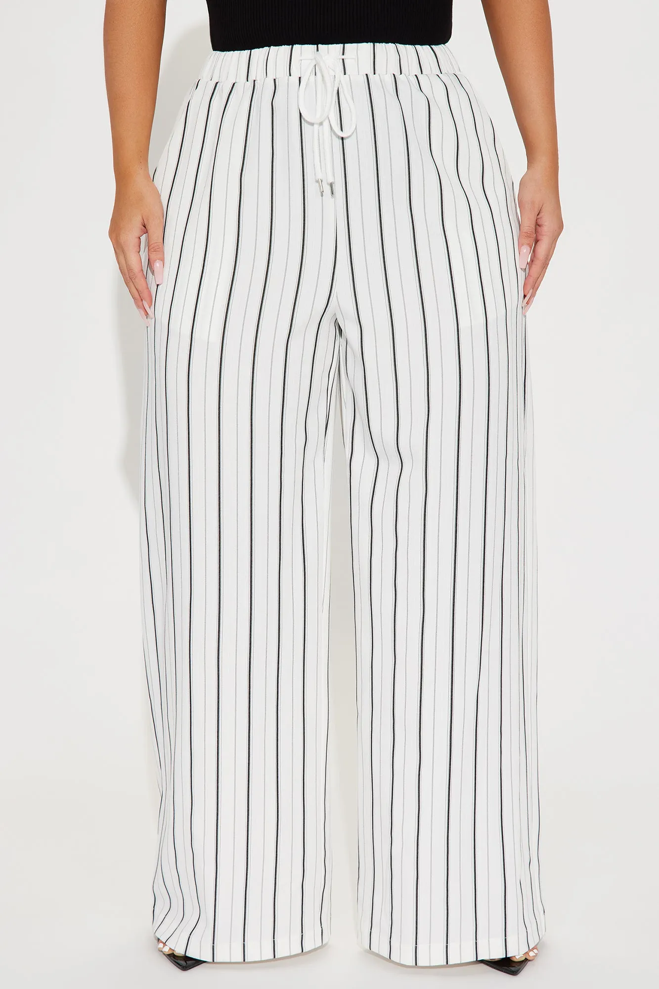Keep It Flowing Pinstripe Wide Leg Pant - White sold by Fashion Nova product image thumbnail 5
