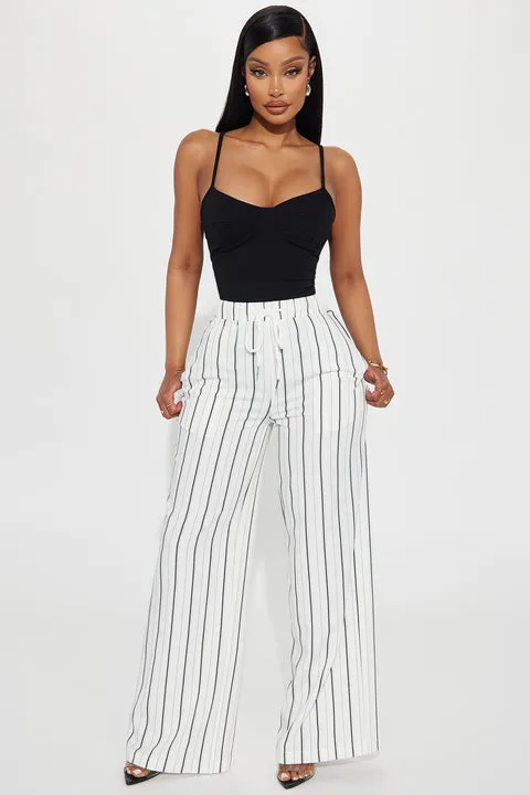 Keep It Flowing Pinstripe Wide Leg Pant - White sold by Fashion Nova product image thumbnail 2