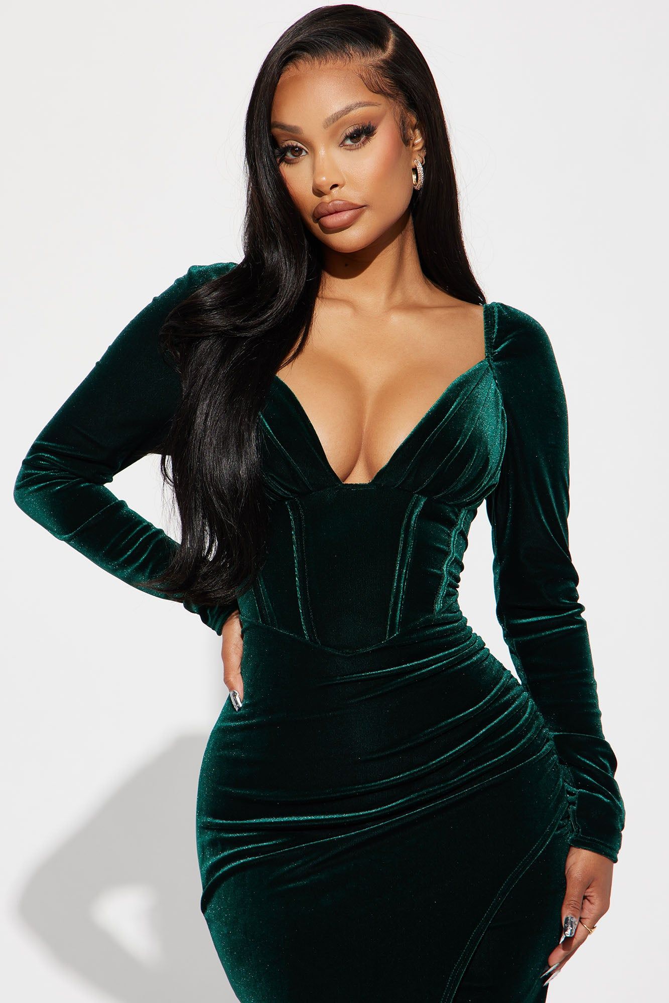 Phiona Velvet Maxi Dress - Hunter sold by Fashion Nova product image thumbnail 2