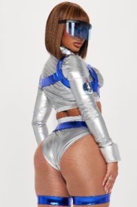 Ready For Space 5 Piece Costume Set - Silver/Blue sold by Fashion Nova