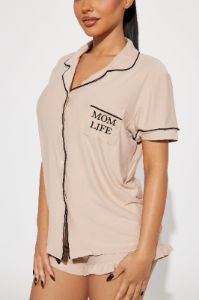 Mom Life PJ Short Set - Tan sold by Fashion Nova