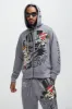Ed Hardy Love Kills Zip Up Hoodie - Grey sold by Fashion Nova