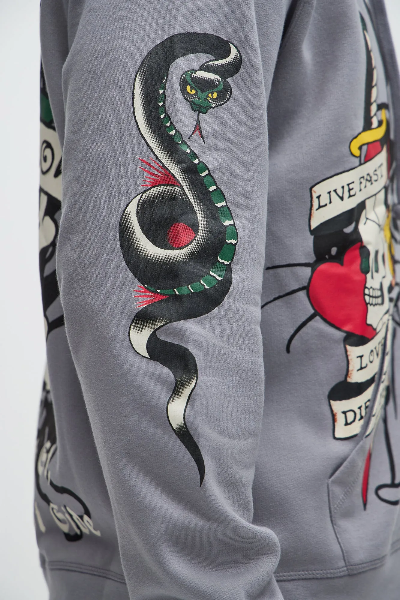 Ed Hardy Love Kills Zip Up Hoodie - Grey sold by Fashion Nova product image thumbnail 5