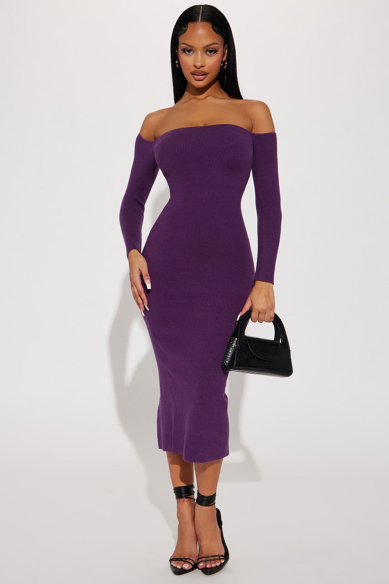 Regina Sweater Maxi Dress - Eggplant sold by Fashion Nova