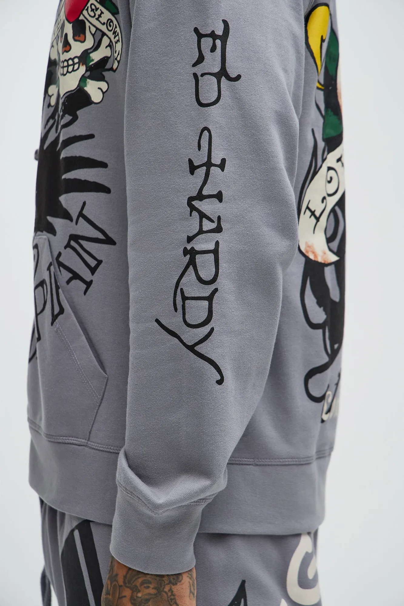 Ed Hardy Love Kills Zip Up Hoodie - Grey sold by Fashion Nova product image thumbnail 4