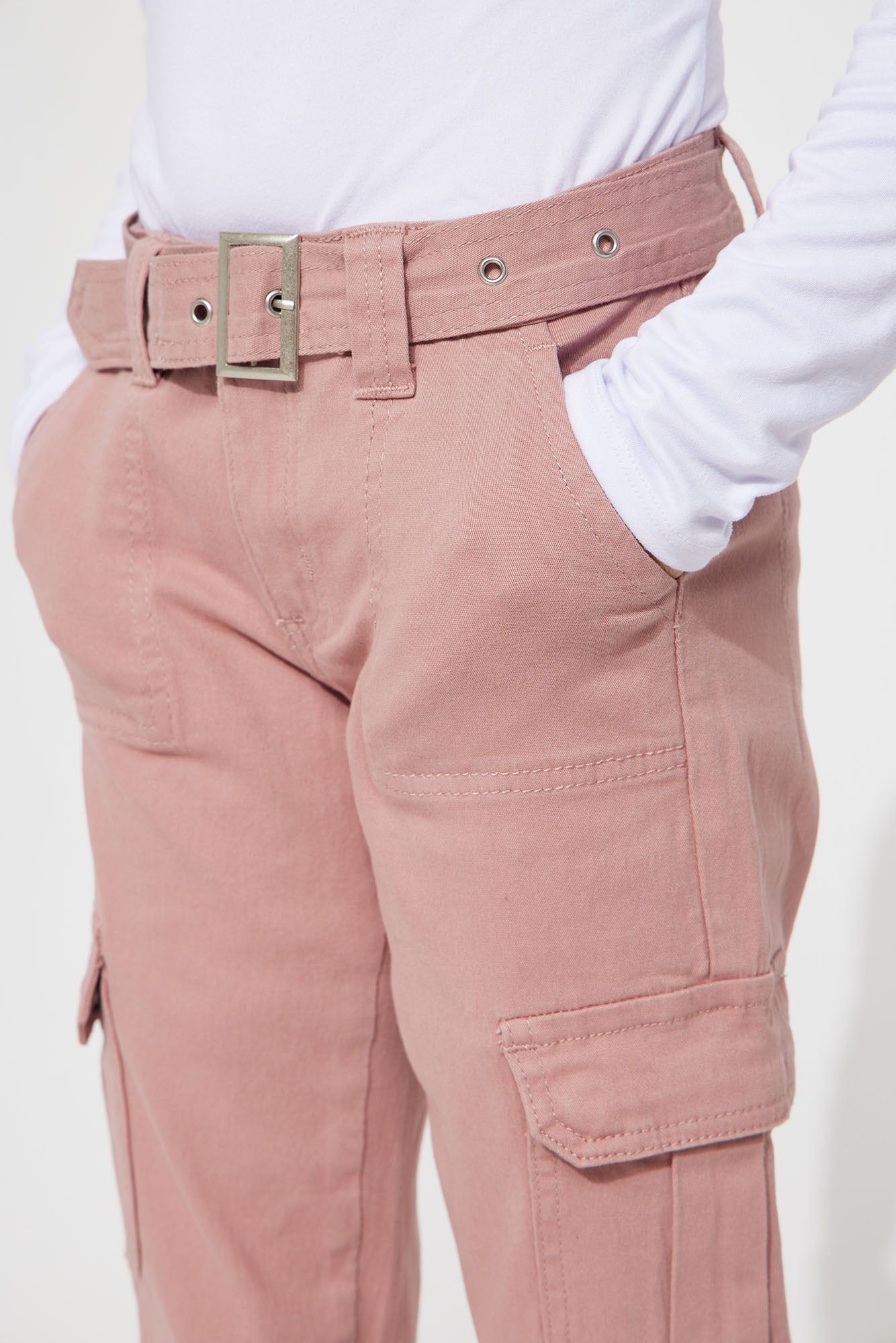 Mini Twill Belted Cargo Pants - Rose sold by Fashion Nova product image thumbnail 3