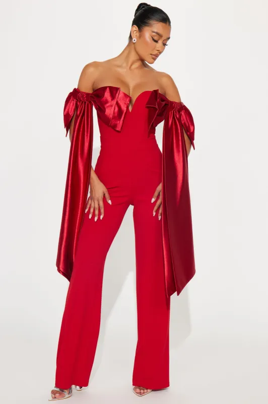 Hope You Miss Me Jumpsuit  - Red sold by Fashion Nova