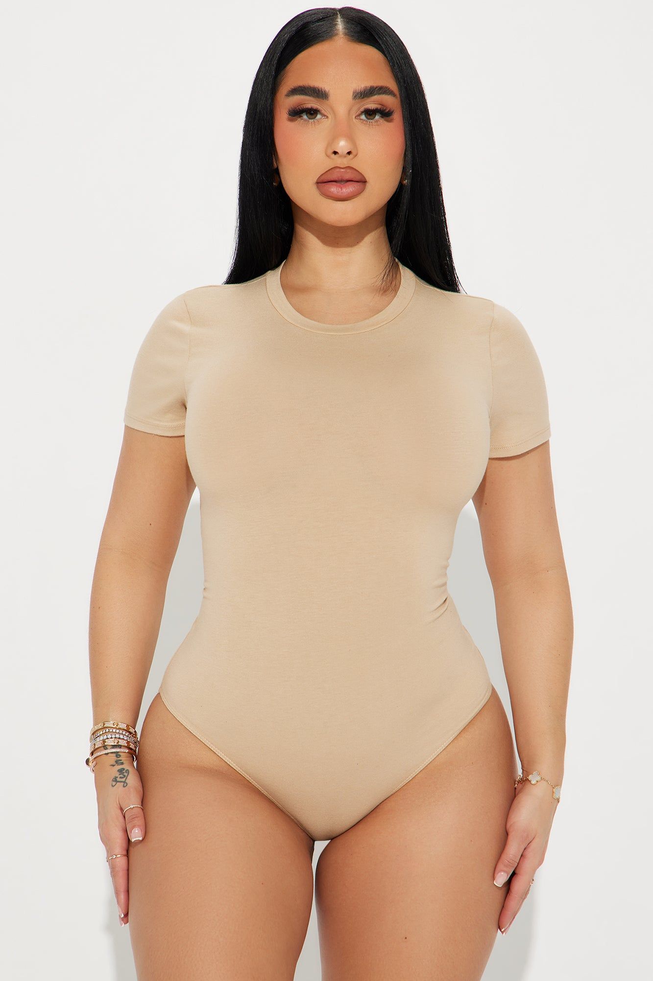Cambria Short Sleeve Bodysuit - Sand sold by Fashion Nova
