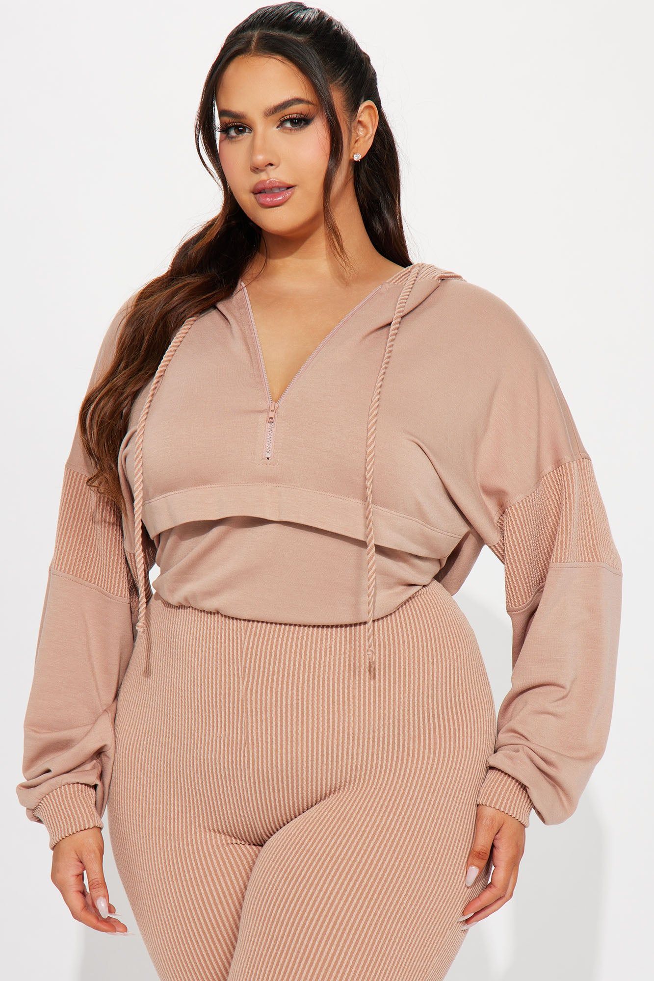 Off The Stage Hoodie Jumpsuit - Taupe sold by Fashion Nova product image thumbnail 5