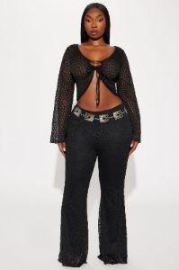 Vanessa Crochet Pant Set - Black sold by Fashion Nova