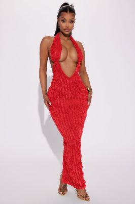 Ivy Textured Maxi Dress - Red sold by Fashion Nova