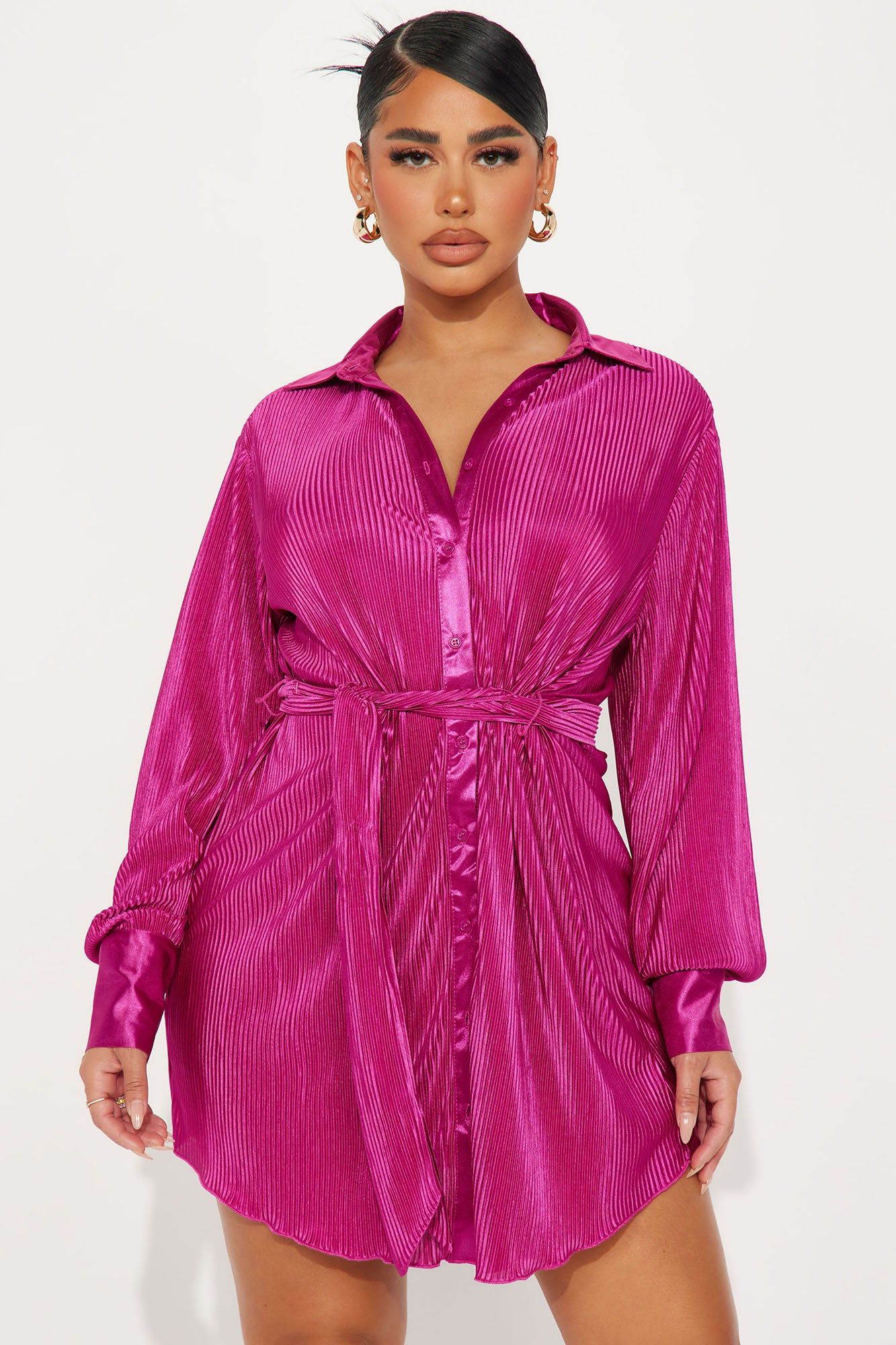 Bailey Plisse Mini Dress - Pink sold by Fashion Nova