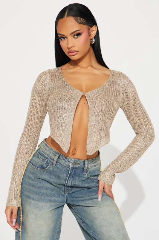 Secret Fantasy Sequin Cardigan - Gold sold by Fashion Nova