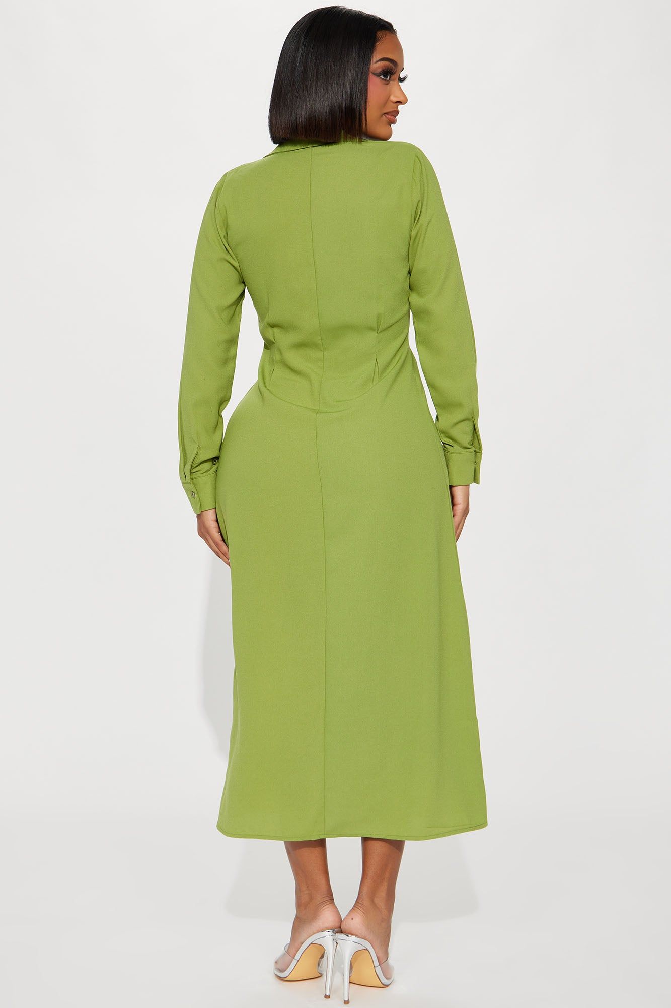 Ophelia Button Down Midi Shirt Dress - Green sold by Fashion Nova product image thumbnail 3