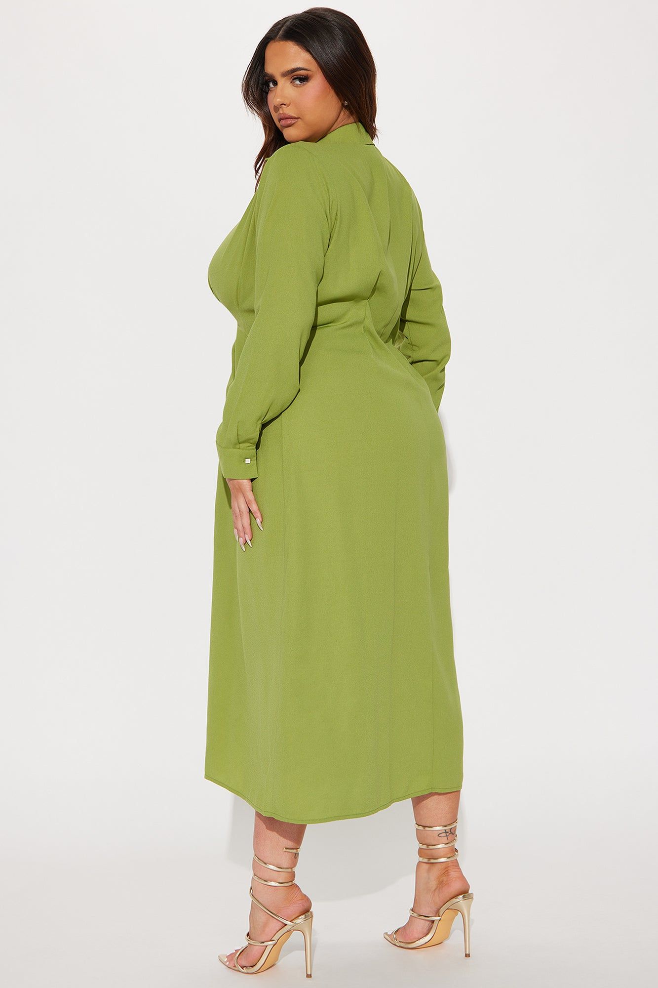 Ophelia Button Down Midi Shirt Dress - Green sold by Fashion Nova product image thumbnail 6