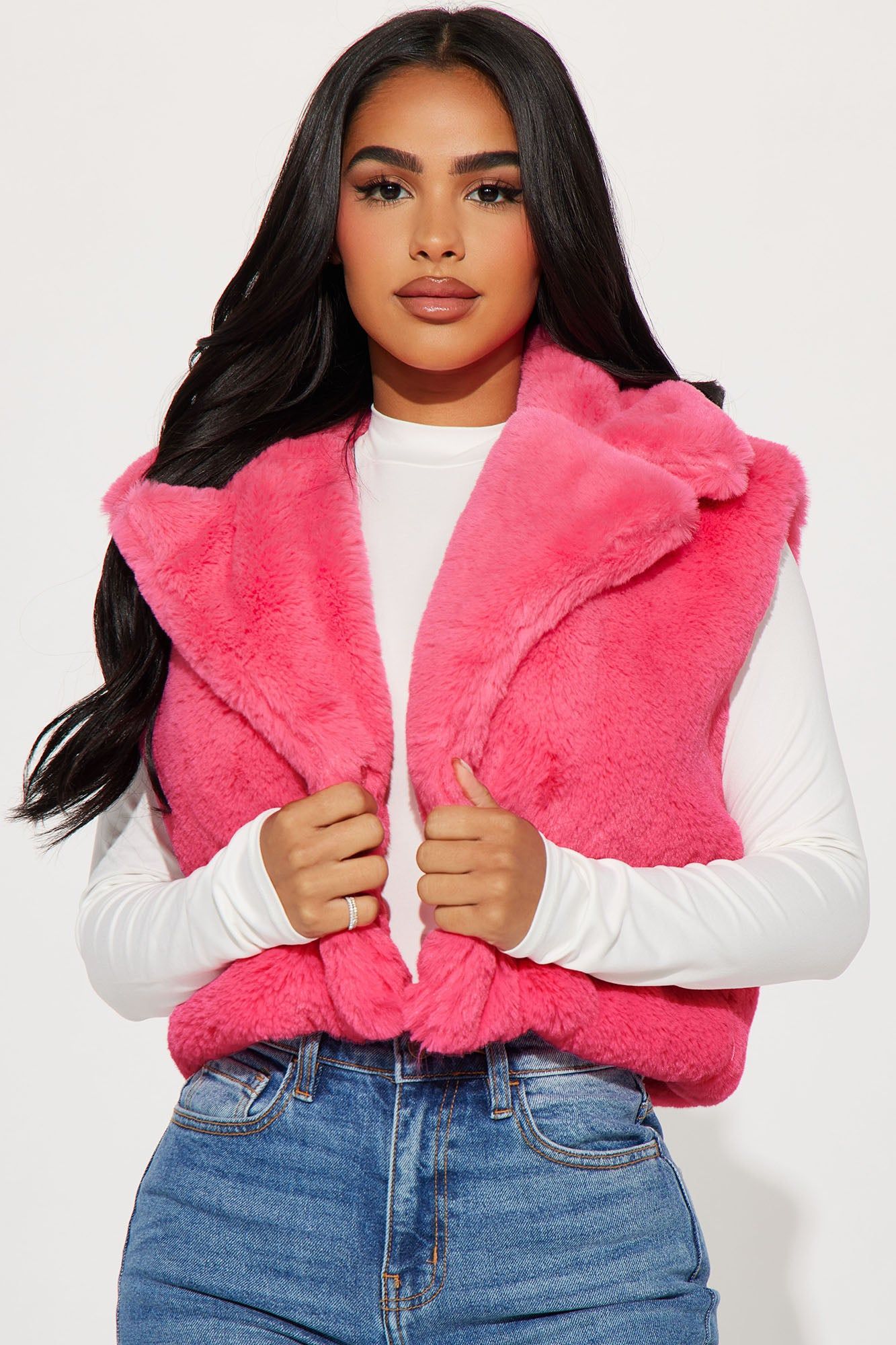Boujee Babe Faux Fur Vest - Hot Pink sold by Fashion Nova