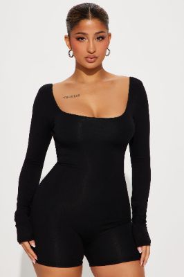 Sara Double Lined Romper - Black sold by Fashion Nova