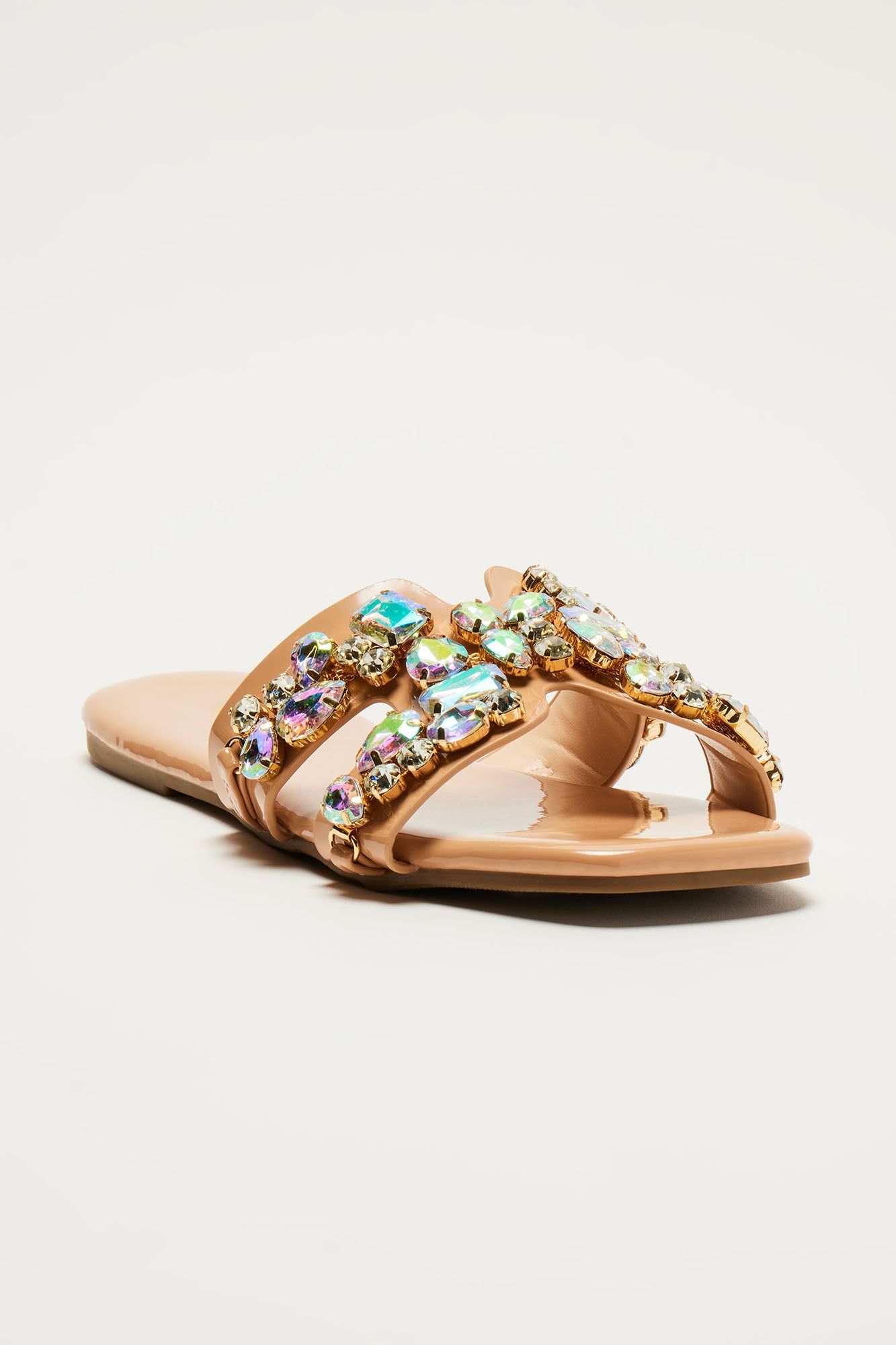 Jazzlyn Embellished Flat Sandals - Nude sold by Fashion Nova