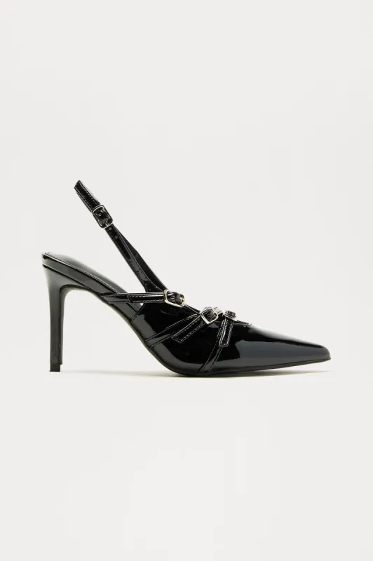 Blake Tiny Buckle Slingback Pumps - Black sold by Fashion Nova