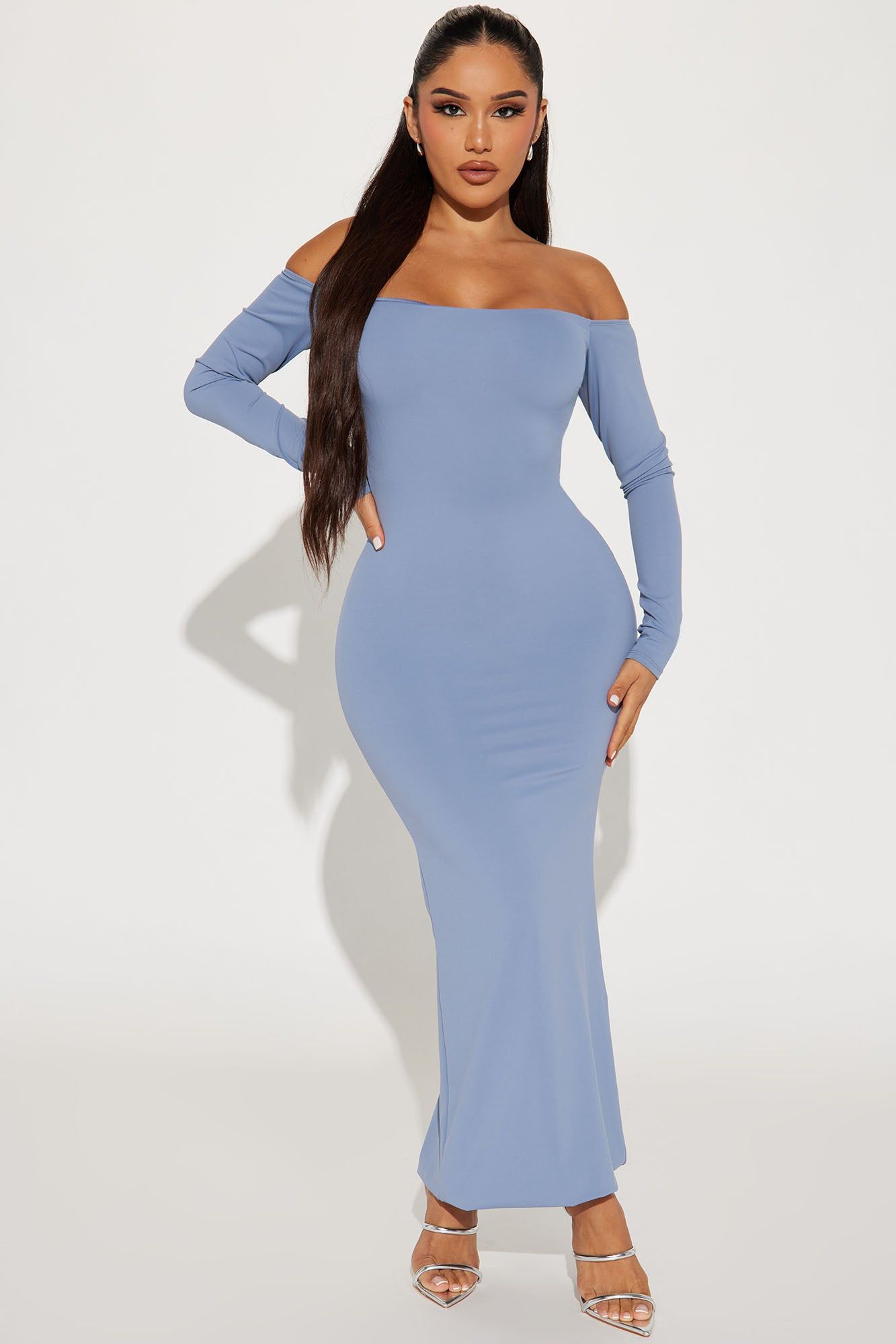 Monaco Backless Midi Dress - Slate Blue sold by Fashion Nova