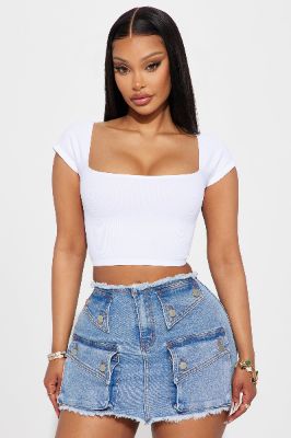 Savana Square Neck Top - White sold by Fashion Nova