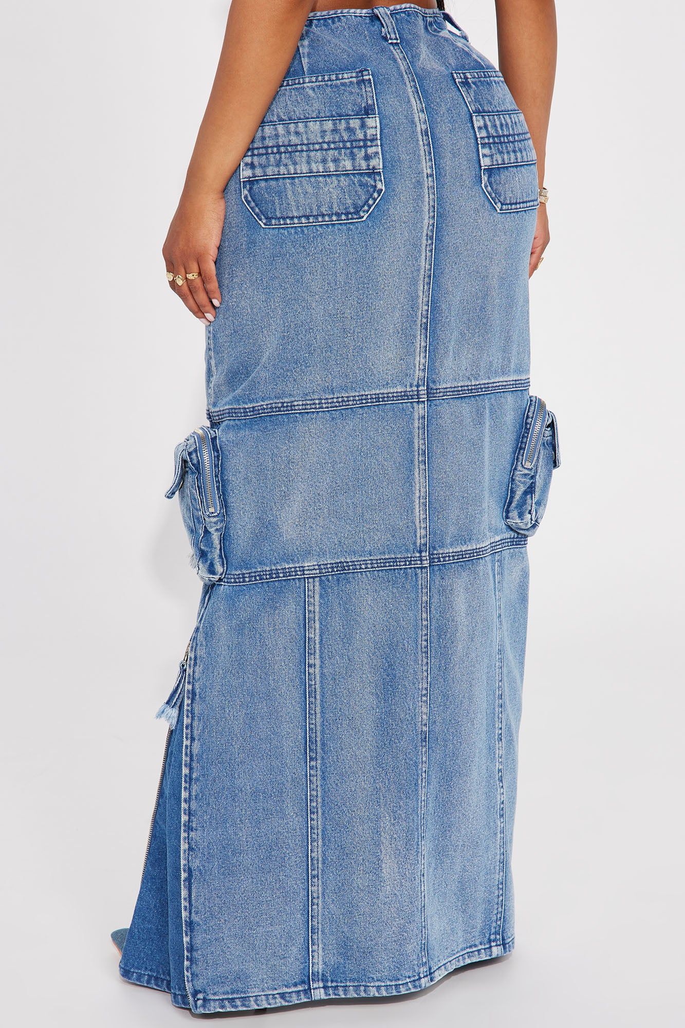 Break It Off Cargo Denim Maxi Skirt - Medium Wash sold by Fashion Nova product image thumbnail 4