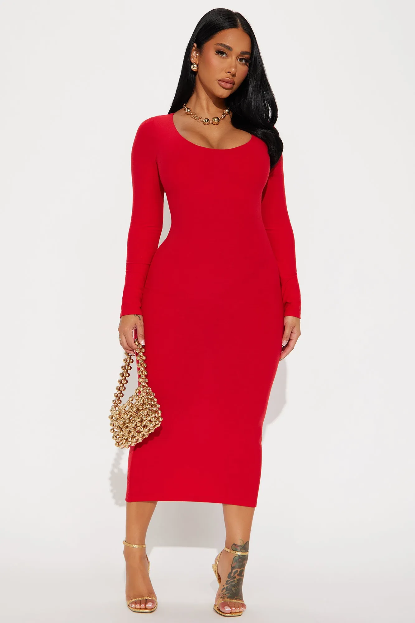 Adeline Midi Dress - Red sold by Fashion Nova
