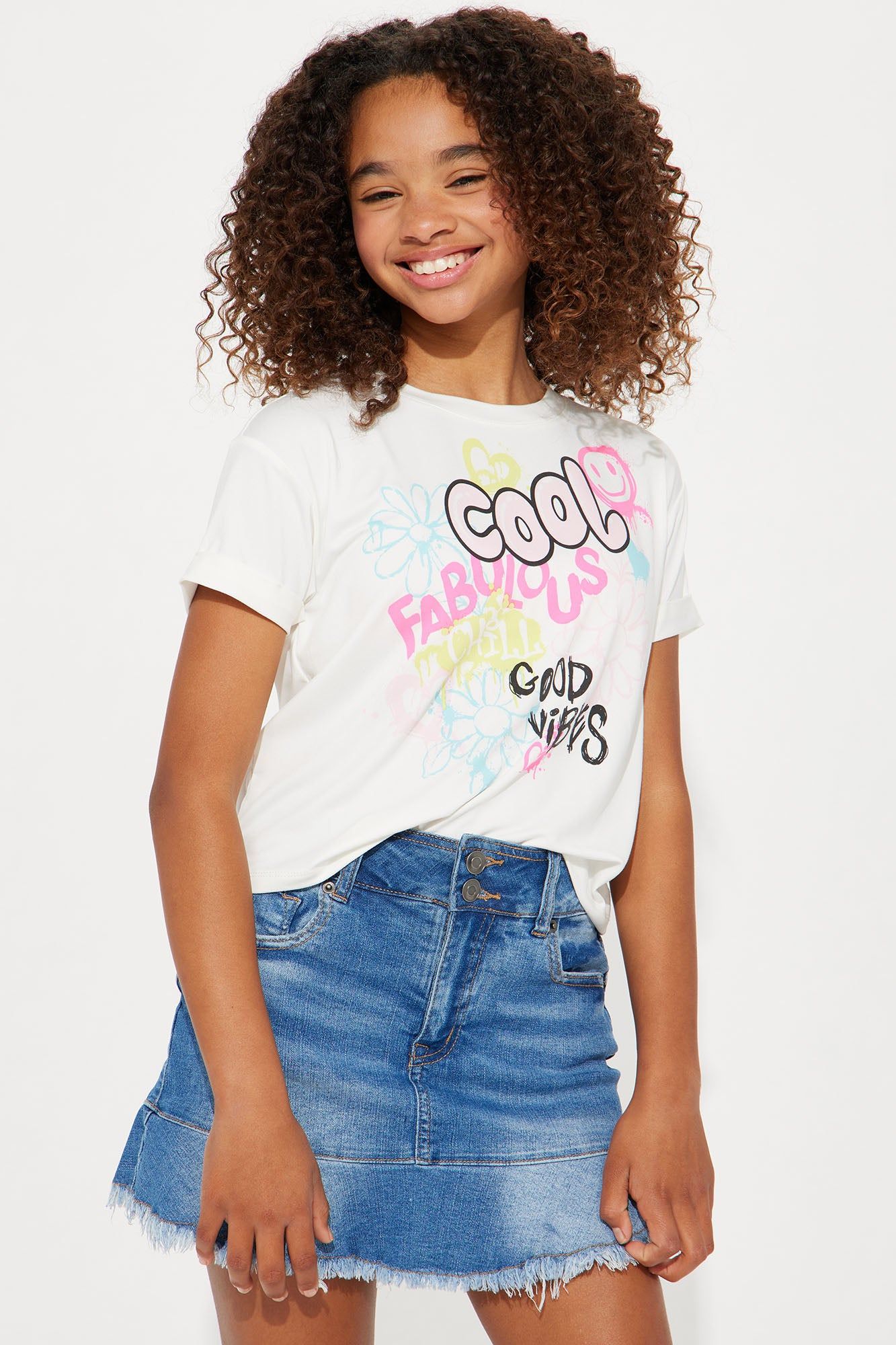 Mini Too Cool Graphic Tee - White sold by Fashion Nova