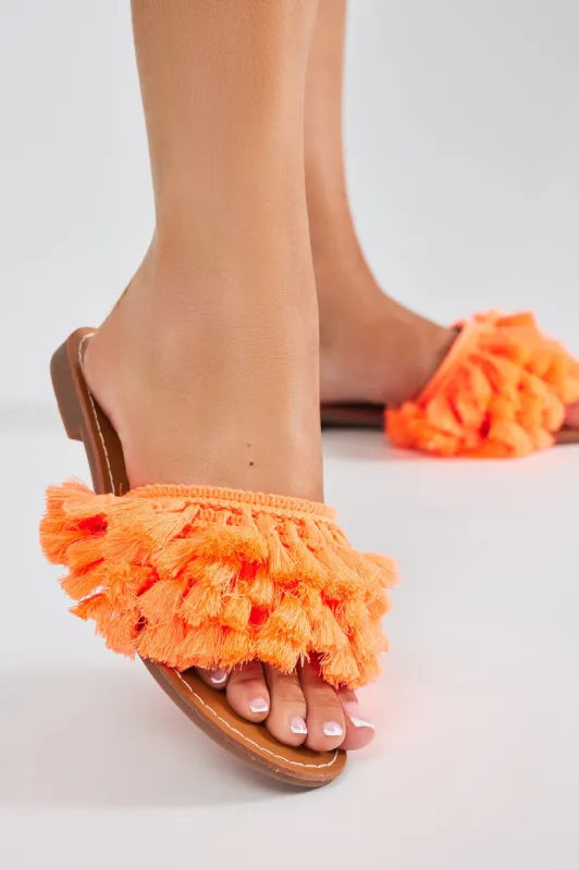 Cute And Casual Flat Sandals - Orange sold by Fashion Nova