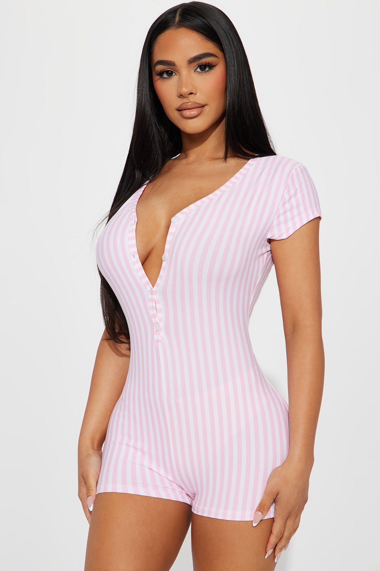 Sleepy Dayz PJ Romper Onesie - White/Pink sold by Fashion Nova