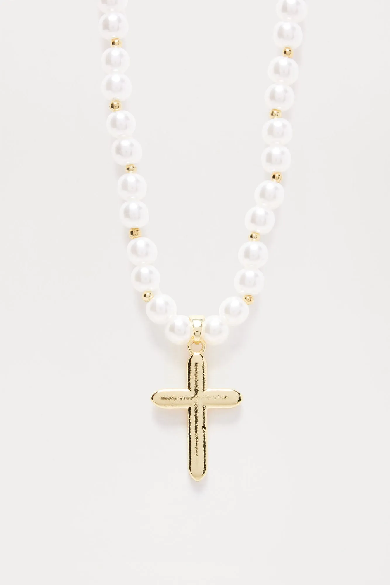 Pearl Beaded Cross Necklace - White/Gold sold by Fashion Nova product image thumbnail 3