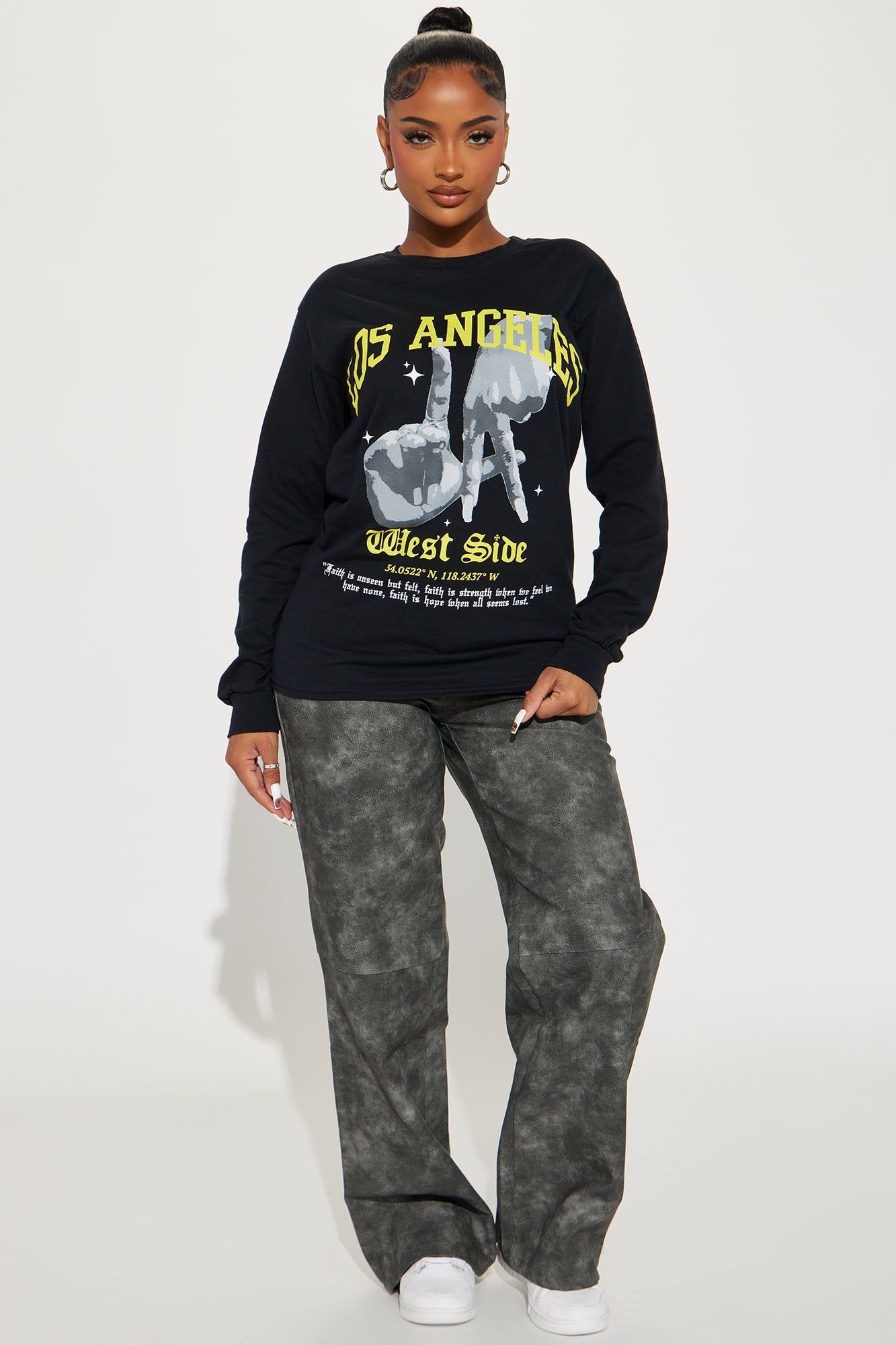 On The West Side Long Sleeve Tshirt - Black sold by Fashion Nova product image thumbnail 2