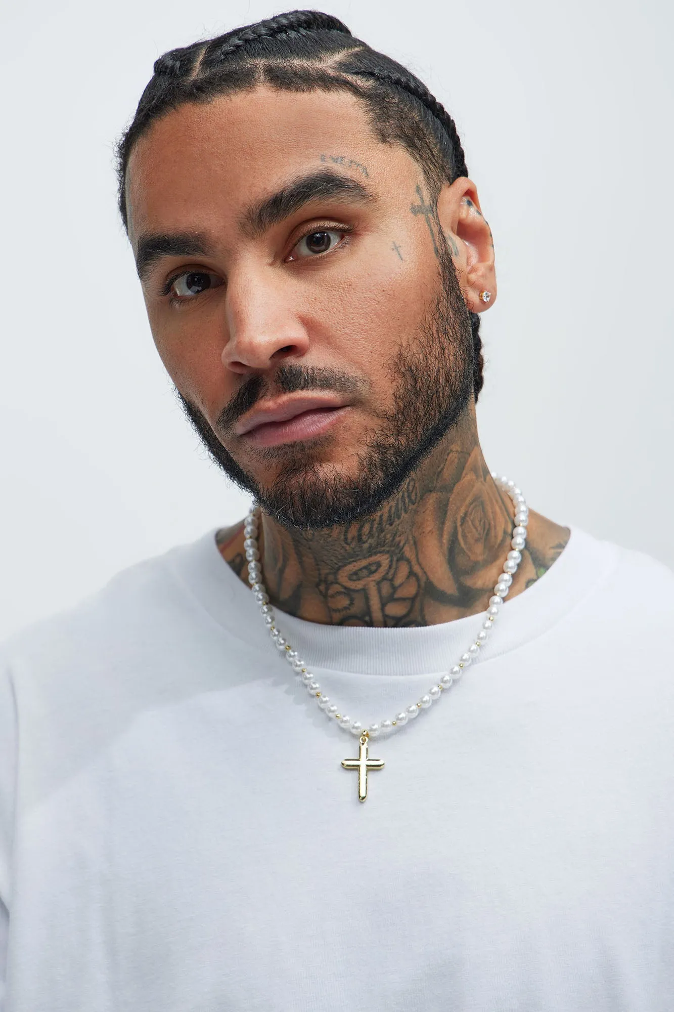 Pearl Beaded Cross Necklace - White/Gold sold by Fashion Nova product image thumbnail 2