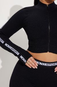 Nova Sport Effortless Seamless Active Jacket - Black sold by Fashion Nova